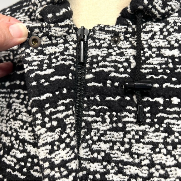 Akris Punto Black & White Cotton Tweed Sweater Casual Coat Womens Size 10 - Picture 9 of 14